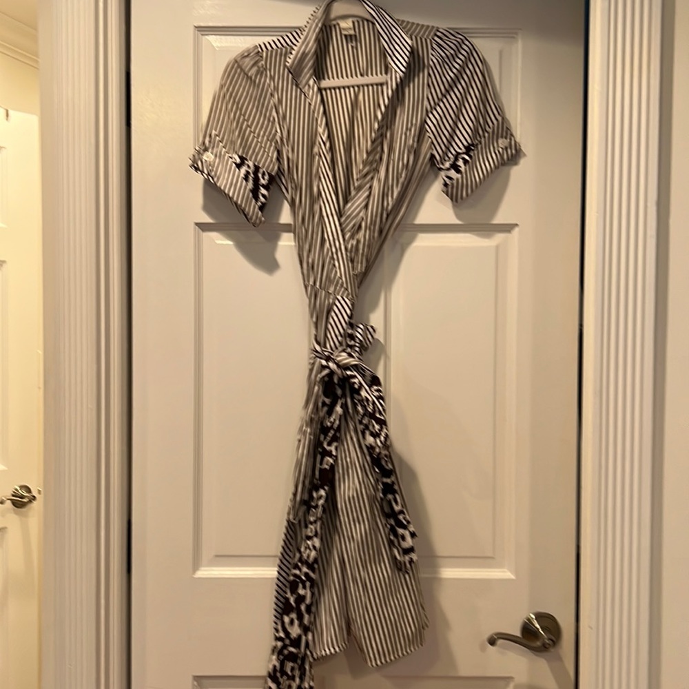 Striped and leopard wrap dress size 0